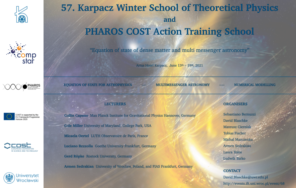 Plakat Konferencji Equation of State of dense matter and multimessenger astronomy
