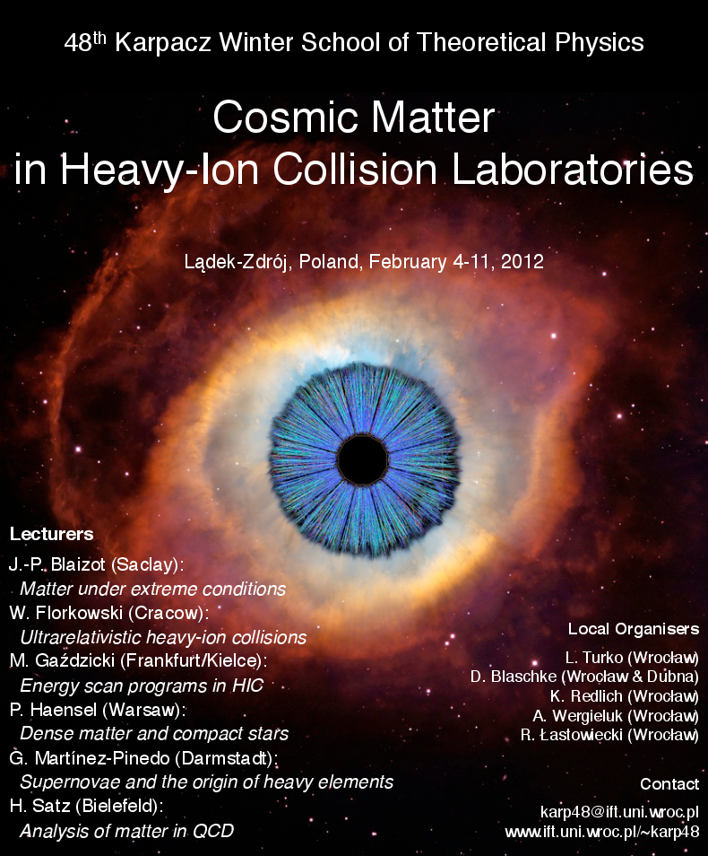 Plakat Konferencji Cosmic Matter in Heavy-Ion Collision Laboratories