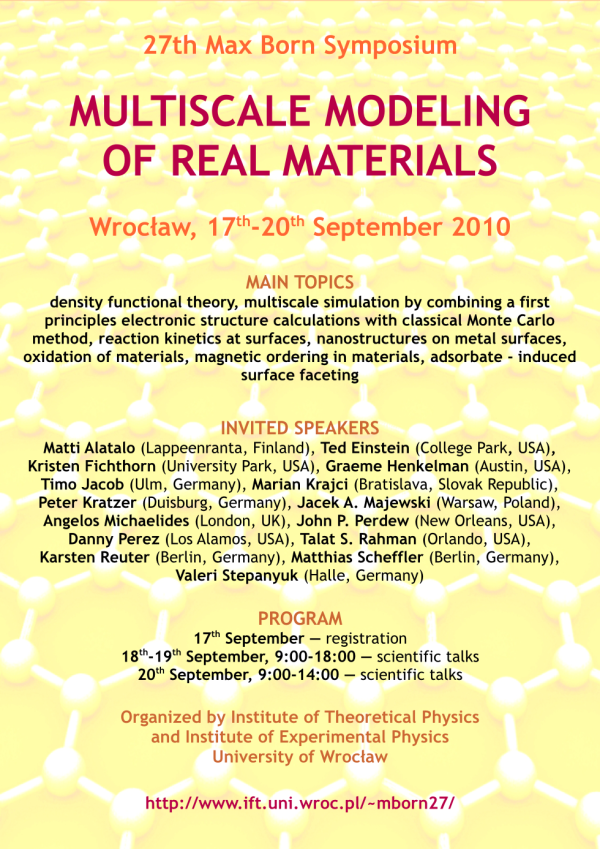 Plakat Konferencji Multiscale Modeling of Real Materials