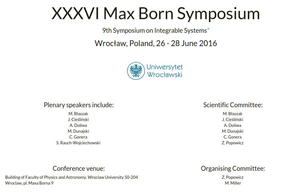 Plakat Konferencji 9th Symposium on Integrable Systems