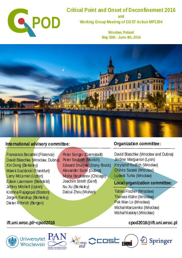 Plakat Konferencji Critical Point and Onset of Deconfinement 2016