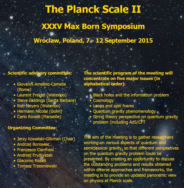 Plakat Konferencji The Planck Scale II